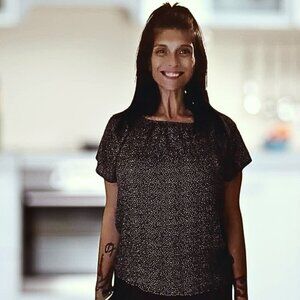 LOFT | Ann Taylor| Black White Micro (Polka) Dot Blouse